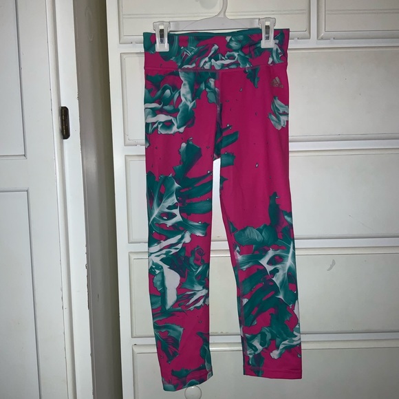 adidas Pink Palm Tree Tights - Picture 3 of 6